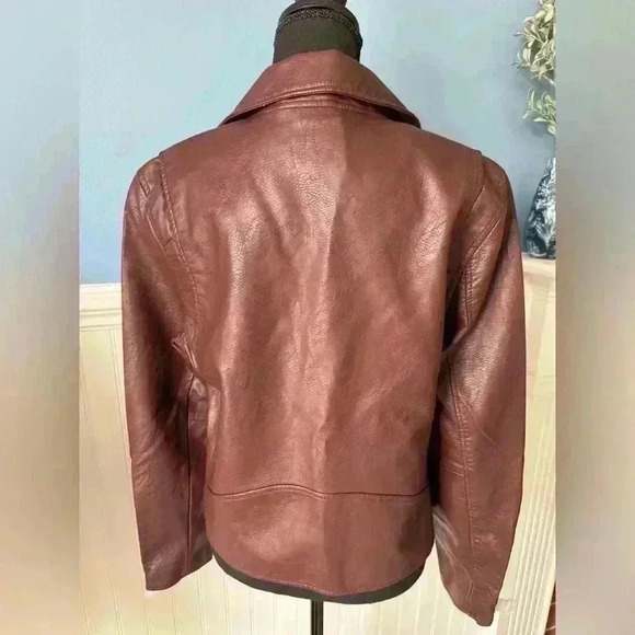 NWT Blank NYC Vegan Leather Moto Jacket ~ Large ~ Burgundy/Maroon - Picture 5 of 9